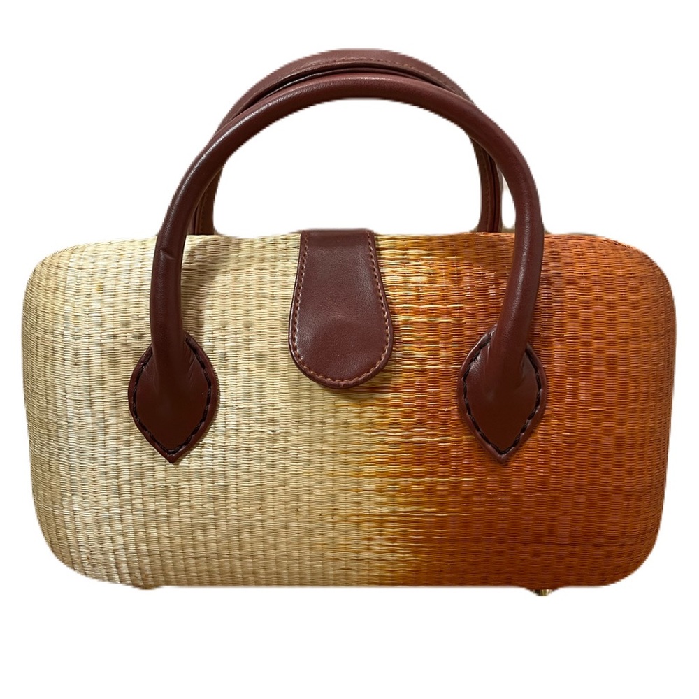 Le Sak Ombré Tan and Orange (rust) Hard Body Woven Handbag NWOT